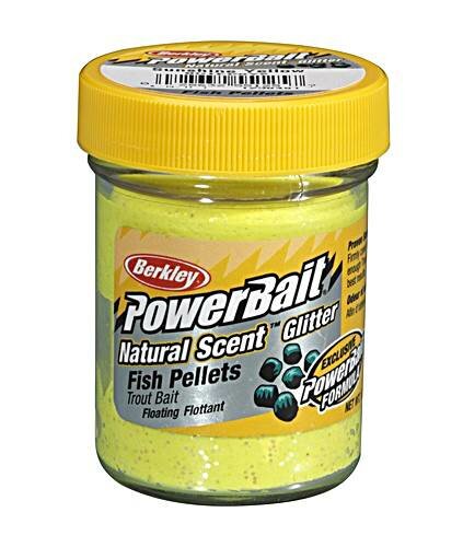 Berkley Power Bait Trout Bait Natural Scent Sunshine Yellow Fish Pellets Glitter Forellen-Teig 50g