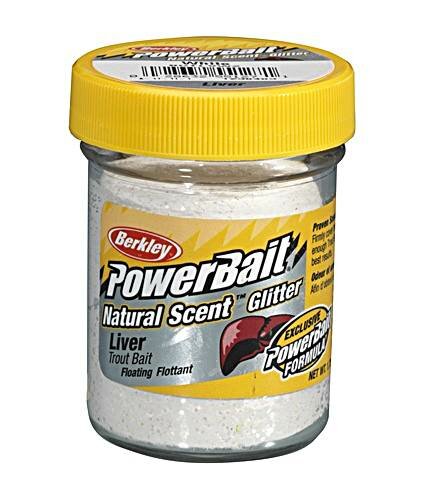 Berkley Power Bait Trout Bait Natural Scent White Liver Glitter Forellen-Teig 50g