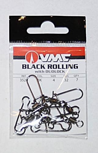 VMC Black Rolling Swivel mit Duolock Snap Gr.1 39kg 5 Stück