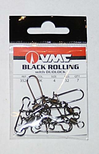 VMC Black Rolling Swivel mit Duolock Snap Gr.1 39kg 5 Stück