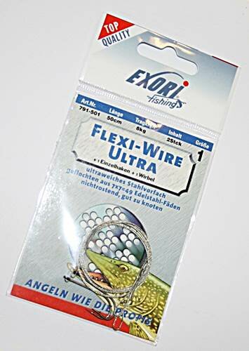 Exori Flexi-Wire-Ultra Gr.1 8kg 50cm mit Einzelhaken und Schlaufe 2 Stück