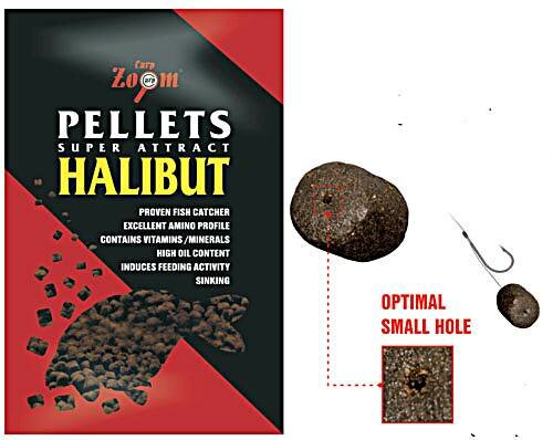CarpZoom Halibut Pellets mit Loch 8mm 800g