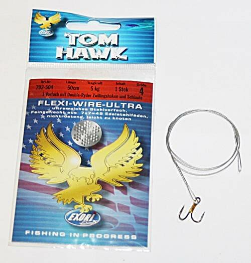 Exori Tom Hawk Flexi-Wire-Ultra Gr.4 5kg 50cm mit Ryderhaken und Schlaufe 1 Stück