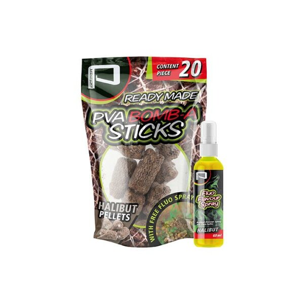 Pelzer PVA Bomb-A-Stick Halibut Pellets+Fluo Liquid