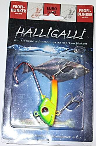 Profi Blinker Halligalli 80 gr. mit Jighaken und zwei Drillingen Firehead
