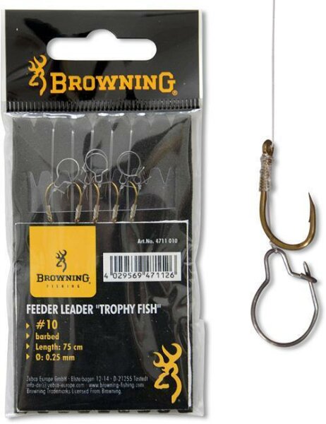 Browning Feedervorfach Trophy Fisch Gr.12 0,22mm 75cm mit Madenclip