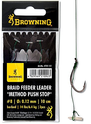 Browning Braid Feeder Leader Method Push Stop Gr.4 0,14mm 10cm