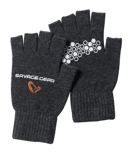 Savage Gear KNITTED HALF FINGER GLOVE XL DARK GREY MELANGE