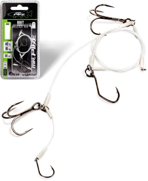 Quantum Mr. Pike Ghost Traces Bait-Release-Rig weiß Gr.4 50cm 1Stück